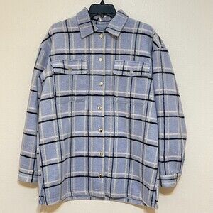 Plaid Shacket Size Large Periwinkle